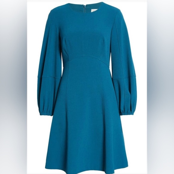 Eliza J Elegant Teal Dress with Balloon Sleeves - Picture 4 of 8